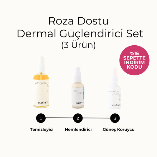 Kızarıklık ve Hassasiyete Karşı 3'lü Dermal Güçlendirici Cilt Bakım Seti, Doğal & Temiz İçerik