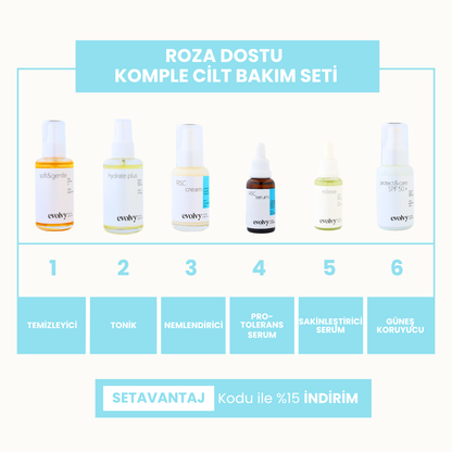 Kızarıklık Karşıtı 6'lı Tam Bakım Protokolü,  Roza Dostu, %100 Doğal & Temiz İçerik