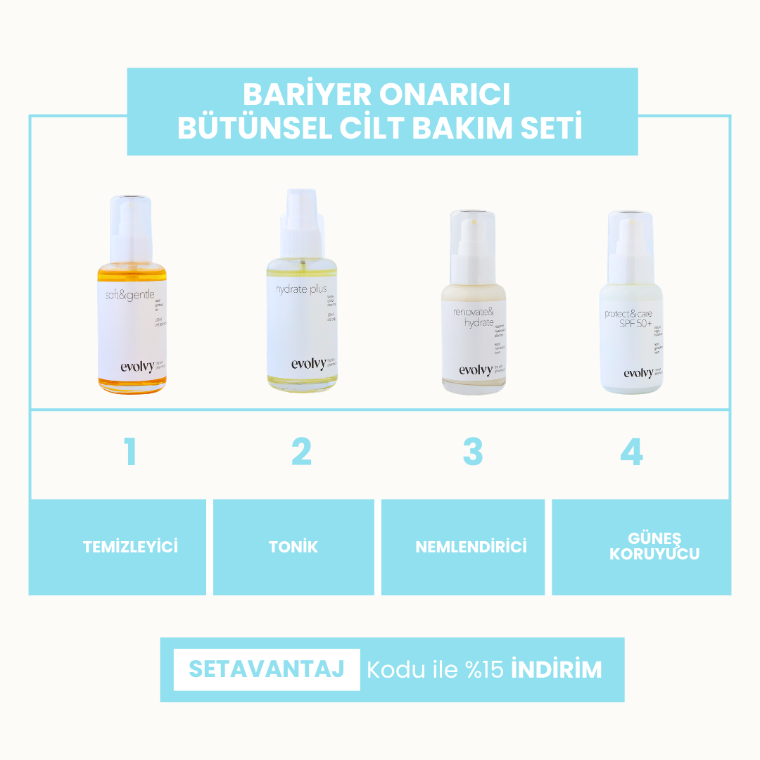 Bariyer Onarıcı Bütünsel Cilt Bakım Seti, 4'lü Protokol, Roza Dostu, Doğal & Temiz İçerik