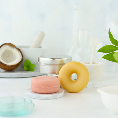 HEDİYELİ Saç Bakım Seti: Katı Şampuan, Katı Saç Kremi ve Metal Saklama Kutusu, Doğal, Sürdürülebilir, Vegan, Ekolojik, Atıksız