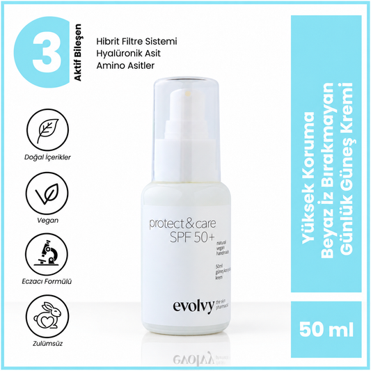 Protect & Care SPF 50+: Leke Karşıtı & Nemlendirici Güneş Koruyucu, Roza Dostu, Doğal & Temiz İçerik